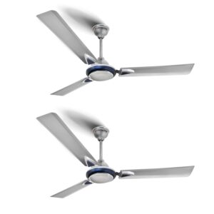 LONGWAY Starlite-1 P2 1200 mm/48 inch Ultra High Speed 3 Blade Anti-Dust Decorative Star Rated Ceiling Fan (Silver Blue, Pack of 2)