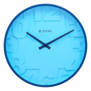 Titan Contemporary Blue Wall Clock with Overlayed Numbers – 29.5 cm x 29.5 cm (Medium)