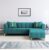 Adorn India Premium Mystic – 3 Years Warranty – L Shape 4 Seater Sofa Set Velvet Suede Fabric – Aqua Blue