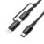 Ambrane 2-in-1 Type-C & Lightning Cable with 60W Fast Charging, PD Technology, 480Mbps Data Sync, Braided Cable Compatible with All Type-C & iPhone, iPad, Macbook & Airpods, 1.2m (ACDCS-12, Black)