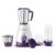 Longway Reo 550 Watt Mixer Grinder with 4 Jars with Powerful Motor | 1 Year Warranty | (White & Purple,4 Jars)